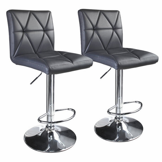 Leader Accessories Modern Swivel Grey Bar Stool Diagonal Line, Hydraulic Adjustable Bar Stools,Set of 2