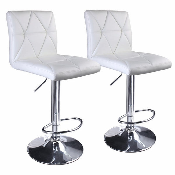 Leader Accessories Bar Stool,White Hydraulic Modern Diagonal Line Adjustable Bar Stools With Back,Set of 2