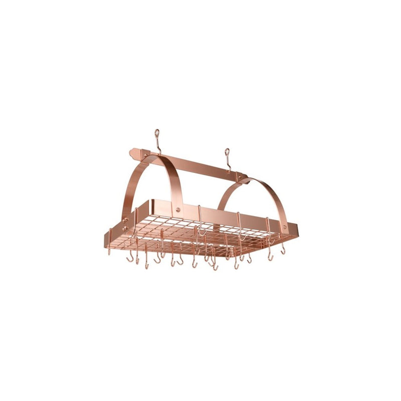 Old Dutch Rectangular Hanging Pot Rack with Grid & 24 Hooks, Satin Copper, 30" x 20.5" x 15.75"