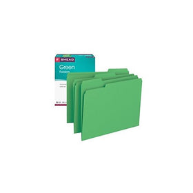Smead File Folder, 1/3-Cut Tab, Letter Size, Green, 100 per Box (12143)