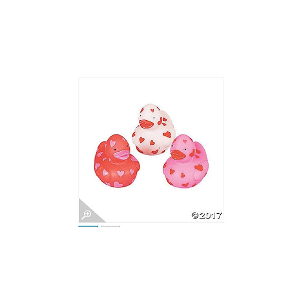 Vinyl Mini Valentine Rubber Duckies; Pack of 24