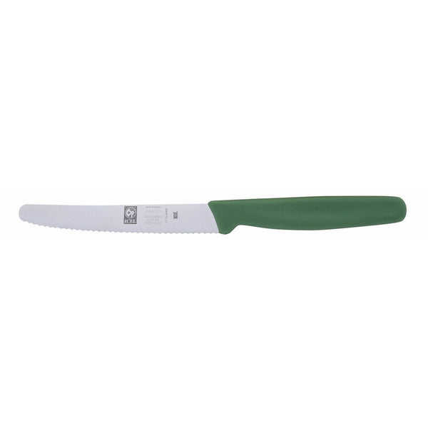 Icel Portugal Serrated Blade High Carbon Stainless Steel Steak Knife, 4 1/4-Inch, Green Handle