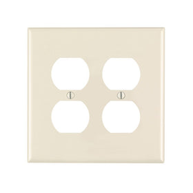 Leviton PJ82-T 2-Gang, 2-Duplex, Midway Nylon Wallplate, Midway Size, Light Almond