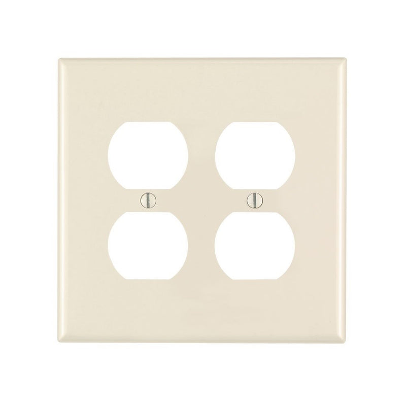 Leviton PJ82-T 2-Gang, 2-Duplex, Midway Nylon Wallplate, Midway Size, Light Almond
