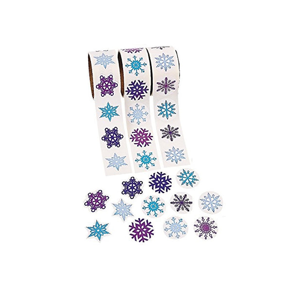 300 - Snowflake Stickers - 3 Assorted Rolls Scrapbook Crafts Christmas Stickers