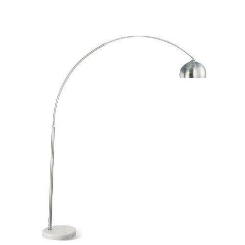 Floor Arc Lamp with Marble Base in Chrome Finish