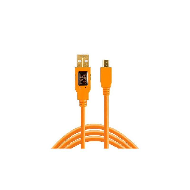 Tether Tools TetherPro USB 2.0 to Mini-B 5-Pin Cable, 15' (4.6m), High-Visibility Orange