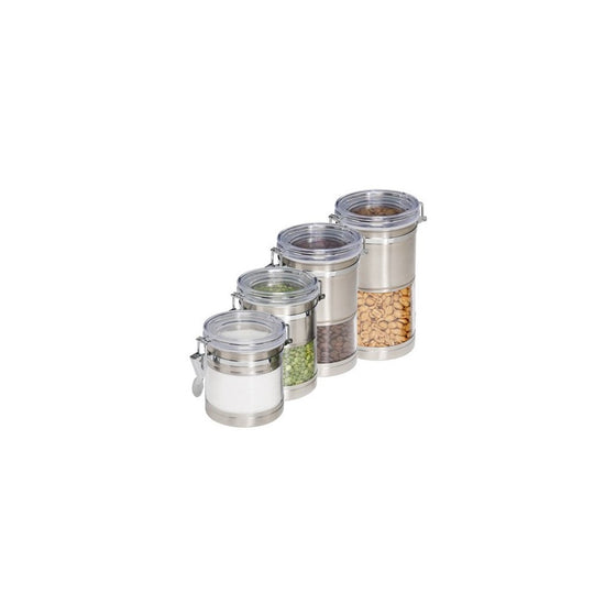 HCDKCH01310 - HONEY-CAN-DO KCH-01310 Stainless Steel Acrylic Canisters, 4 pk