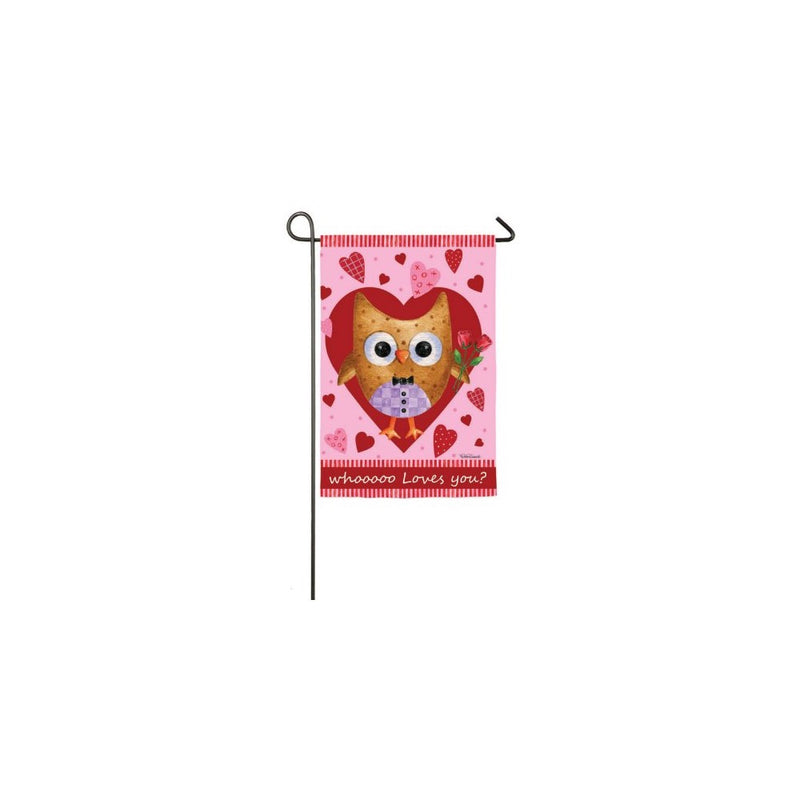 Who Loves You Valentines Day Owl Garden Flag