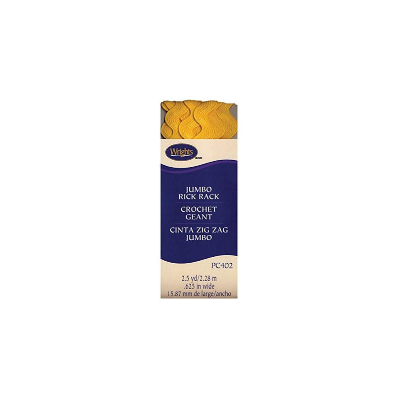 Wrights 5/8 by 2-1/2-Yard Rickrack Quilting Supplies, Jumbo, Yellow