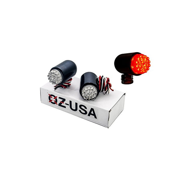 Motorcycle Tail Brake Light OZ-USA Turn Signal Red LED Black Custom Cruiser ATV 12 volts