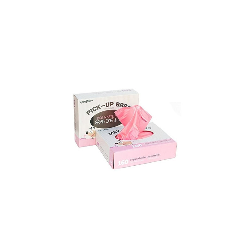 ZippyPaws Dog Poop Waste Pop-Up Pick-Up Bags with Dispenser, Pink, Scented, Green, 160 Count