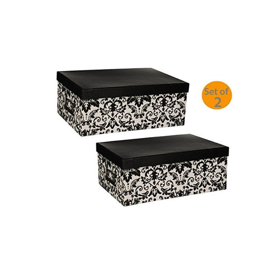 Pioneer Photo Albums Photo Storage Box (Black/White Damask) (Damask Design(Bundle))