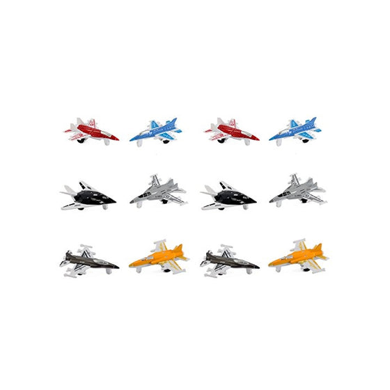 12 Piece Mini Diecast Metal Fighter Jets Air Force Set (1 Dozen)