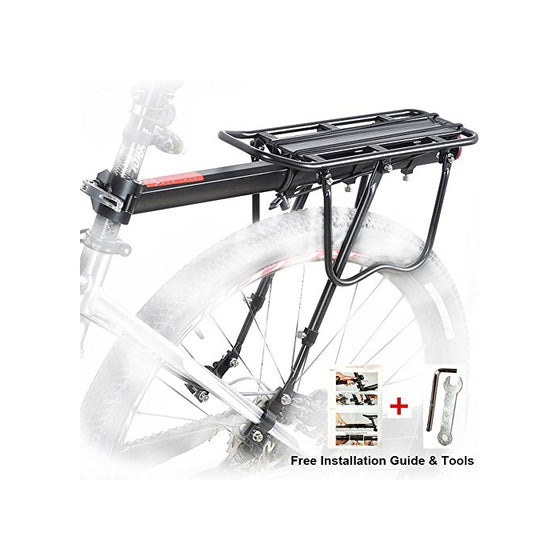 Bike Rear Rack, Bicycle Luggage Rack Aluminum Cycling Carrier Rack Mountain Bike MTB Luggage Cargo Rack with Reflector