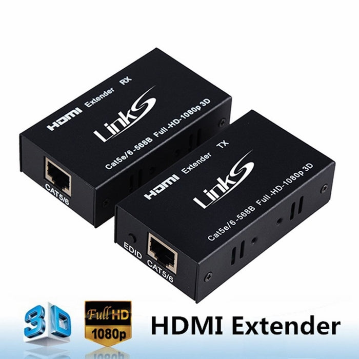 LinkS HDMI Extender(Transmitter&Receiver) over signle cat5e/6 Support 1080p 3D, HDMI 1.4a, HDCP, EDID, Up to 196ft(60m)