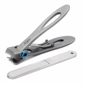 Leryeu 15mm Wide Jaw Opening Deluxe Sturdy Stainless Steel Fingernail Clippers Toenail Clippers for Thick Nails Gunblack Big Size with File