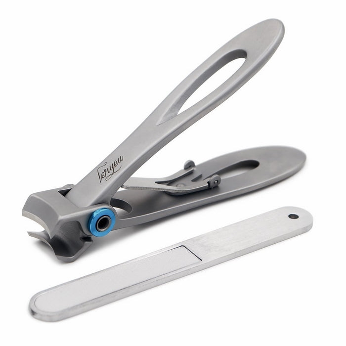 Leryeu 15mm Wide Jaw Opening Deluxe Sturdy Stainless Steel Fingernail Clippers Toenail Clippers for Thick Nails Gunblack Big Size with File