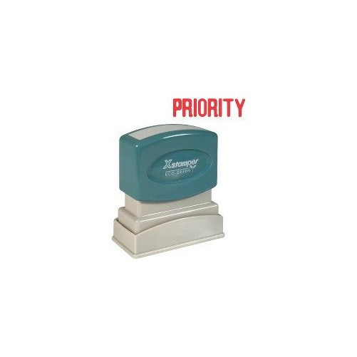 Xstamper(R) One-Color Title Stamp, Pre-Inked, "Priority", Red