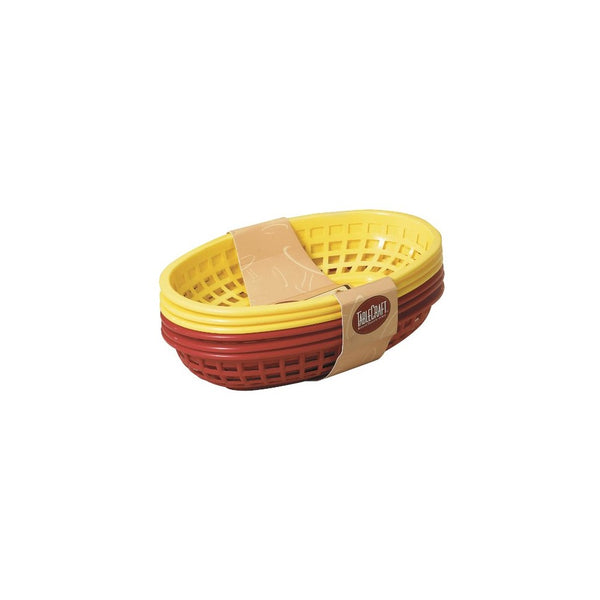 Tablecraft 6 Piece Assorted Sandwich & Fry Basket Set, 9", Red & Yellow