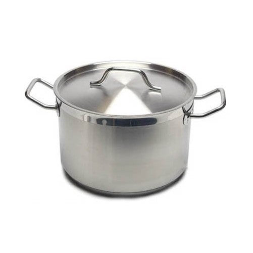 1 X New Professional Commercial Grade 8 QT (Quart) Heavy-Gauge Stainless Steel Stock Pot, 3-Ply Clad Base, Induction Ready, With Lid Cover NSF Certified Item