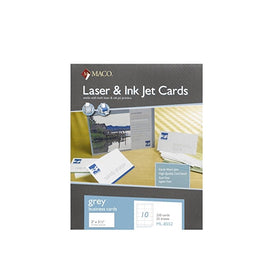 MACO Laser/Ink Jet Grey Business Cards, 2 x 3-1/2 Inches, 10 Per Sheet, 250 Per Box (ML-8552)