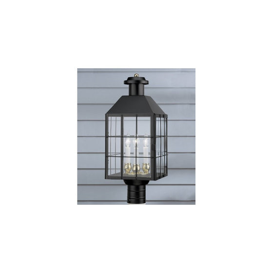 Norwell Lighting 1056-BL-CL American Heritage - Three Light Post, Glass: Clear Glass, Finish: Black (BL)