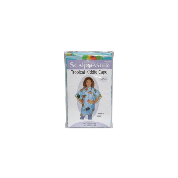 Scalpmaster 35 1/2" x 42" Child Vinyl Hair Cutting / Shampoo Cape with Snap Closure - Tropical Pattern