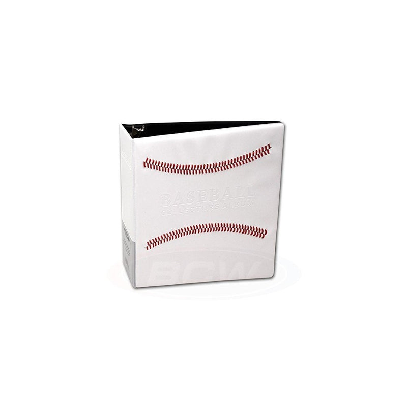 White Stitched Baseball Card Collectors 3-Ringed Album With 3" D-Rings