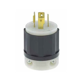 LEVITON MFG 021-02411-0PB Locking Plug, Black/White