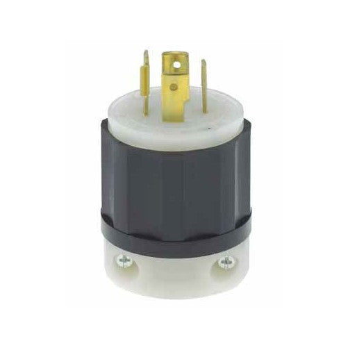 LEVITON MFG 021-02411-0PB Locking Plug, Black/White
