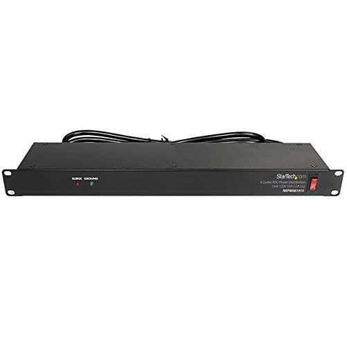 StarTech.com 19-Inch 1U Rackmount 8 Outlet PDU Power Distribution Unit 125V 15A (12A UL) RKPW081915 (Black)