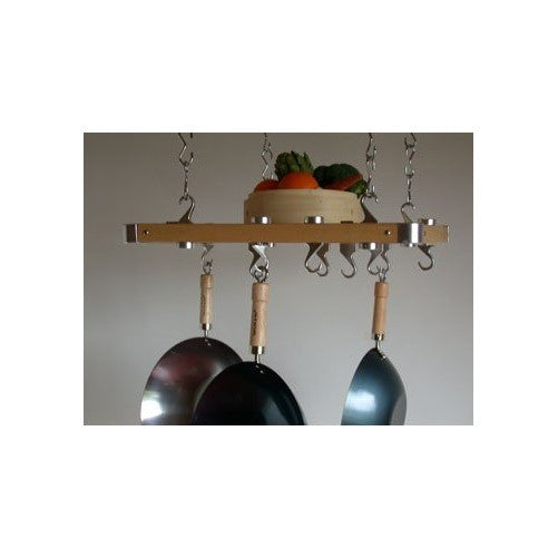 Taylor & Ng Track Rack European Ceiling Pot Rack - 24"X20" - Natural Wood