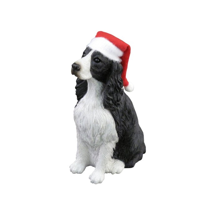 Sandicast Springer Spaniel with Santa Hat Christmas Ornament