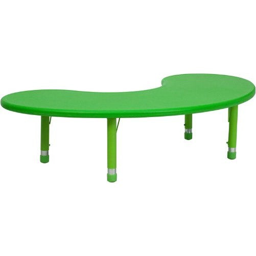 Flash Furniture 35''W x 65''L Half-Moon Green Plastic Height Adjustable Activity Table