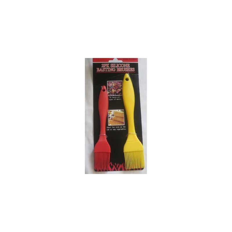 Silicone Basting Brush with Plastic Handle 2 Per Pack, Red and Yellow