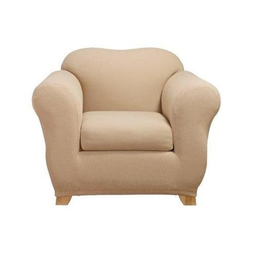 Sure Fit STRETCH HONEYCOMB 2PC - Chair Slipcover- Cream (SF40477)
