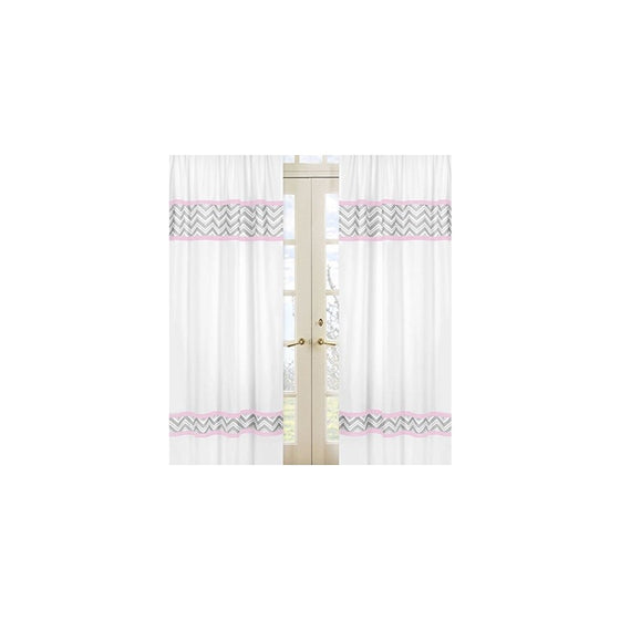 Sweet Jojo Designs 2-Piece Pink and Gray Chevron Window Treatment Panels