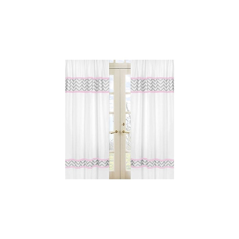 Sweet Jojo Designs 2-Piece Pink and Gray Chevron Window Treatment Panels