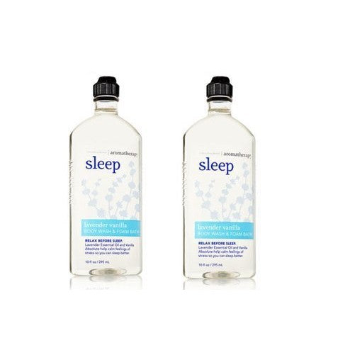 Bath and Body Works Aromatherapy Sleep Lavender Vanilla Body Wash Foam Bath 10 Ounces per bottle - 2 Pack