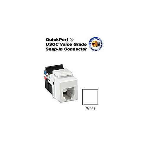 Leviton 41106-RW6 USOC Voice Grade QuickPort Snap-In Connector - White (Pkg of 10)