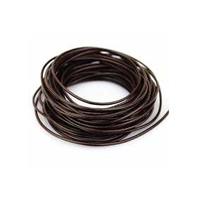 LolliBeads (TM) 2 mm Genuine Round Leather Cord Braiding String Dark Brown Espresso 10 Meters (10 Yards)