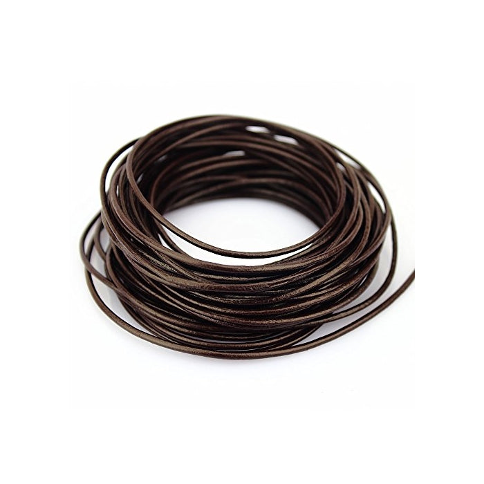 LolliBeads (TM) 2 mm Genuine Round Leather Cord Braiding String Dark Brown Espresso 10 Meters (10 Yards)