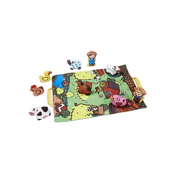 Melissa & Doug Take-Along Farm Baby and Toddler Play Mat (19.25 x 14.5 inches) With 9 Animals - Folds To Be Convenient Storage Bag for Travel