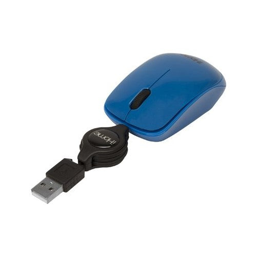 iHome by Lifeworks Technology IH-M1000N Tractable - Corded Travel Mouse (Blue)