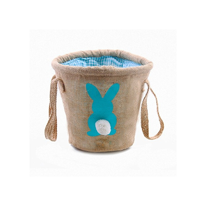 Easter Egg Basket for kids Bunny Burlap Bag to Carry Eggs Candy and Gifts (bunny blue)