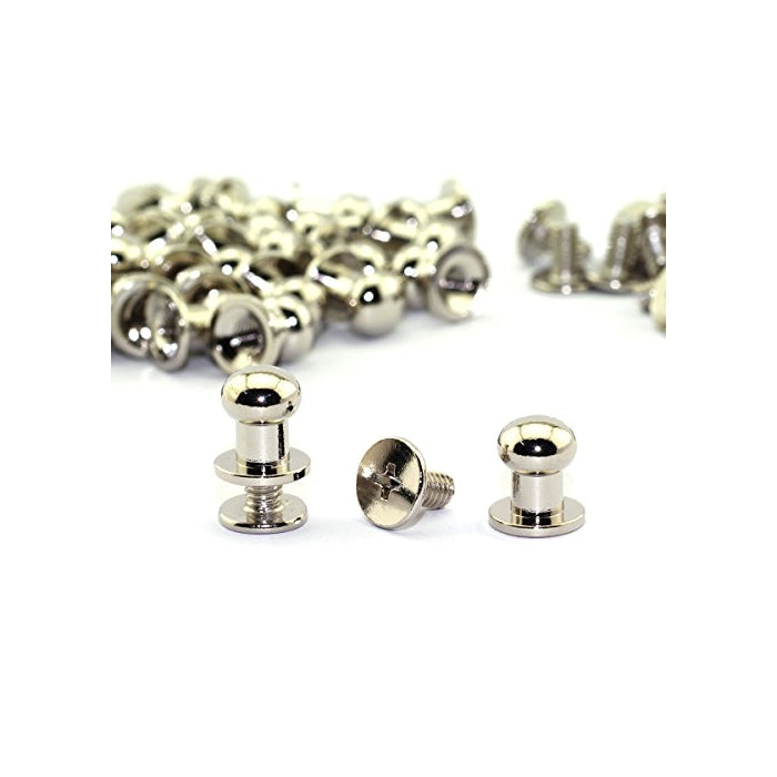 LQ Industrial 30 Pack Silver Round Head Button Stud Slotted Screws 8x10x10mm Chicago Screws Nail Rivet For DIY Leather Craft