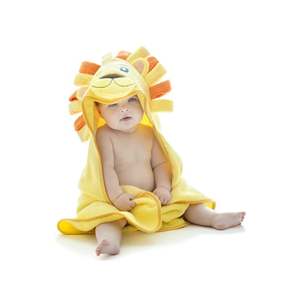 Little Tinkers World Lion Hooded Baby Towel, Natural Cotton, 30x30-Inch