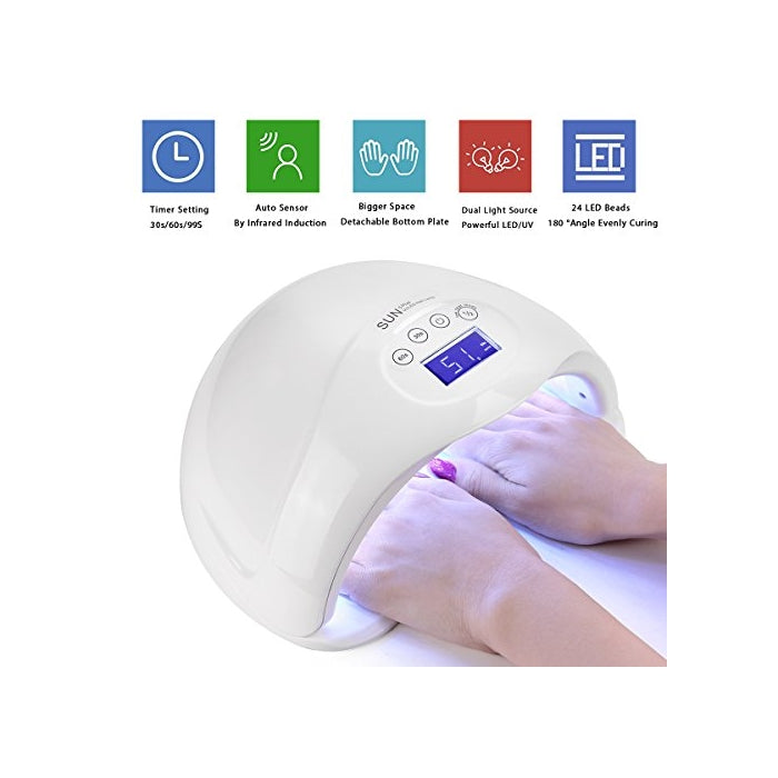 Makartt Professional Nail Dryer 48W LED UV Both Hands Nail Curing Lamp with 3 Timer Setting for Finger and Toe