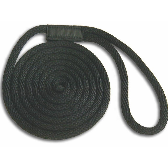 5/8" x 10' Black Solid Braid Nylon Dock Line - Made in USA